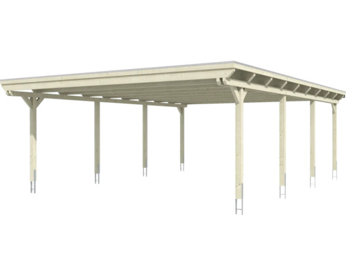 Holzcarport mit Flachdach für Fahrzeuge