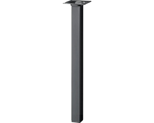 Tarrox Tischbein vierkant 25 x 25 x 500 mm, schwarz Tischbein aus Metall mit Befestigungsplatte