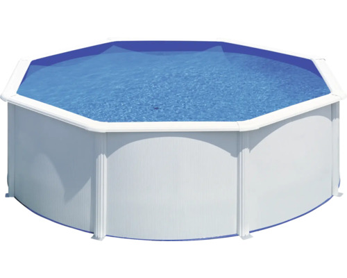 Aufstellpool Stahlwandpool-Set Planet Pool Vision-Pool Classic rund Ø350x120 cm inkl. Sandfilteranlage, Leiter, Einbauskimmer, Filtersand & Anschlussschlauch weiß