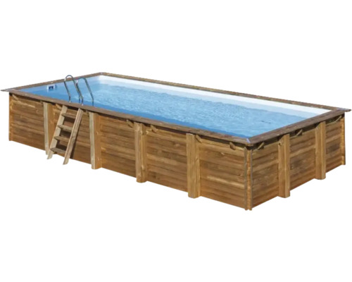 Aufstellpool Holzpool-Set Gre rechteckig 815x420x146 cm inkl. Sandfilteranlage, Skimmer, Leiter, Filtersand & Bodenschutzvlies Holz