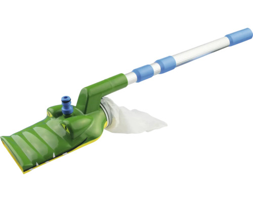 Poolsauger Croco Vac für Boden mit Anschlussschlauch 2,5 m und Teleskopstange manuell Kunststoff grün
