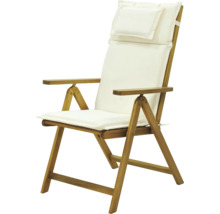Gartensessel aus Holz mit Armlehnen und Kissen