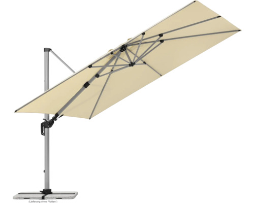 Freiarm-Sonnenschirm mit Mast aus Metall und rechteckigem Schirm