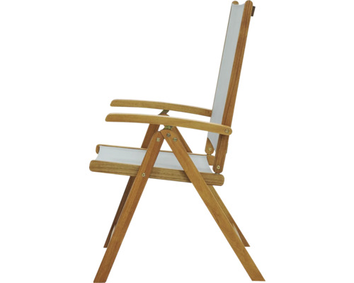 Holzliegestuhl mit Stoffbespannung