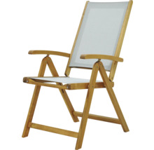 Gartensessel aus Holz mit Armlehnen und Textilbespannung