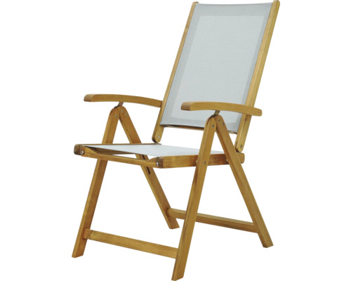 Gartensessel aus Holz mit Armlehnen und Textilbespannung