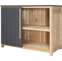 Holzschrank mit Schiebetür und Regalen