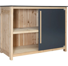 Holzschrank mit Schiebetür und Regalen