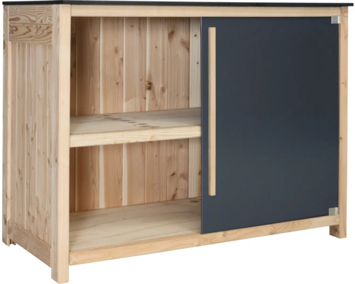 Gartenschrank Konsta Typ 603 120 x 58 x 92 cm Holz mit Tür rechts Griff links anthrazit glatt Gartenschrank Konsta Typ 603 120 x 58 x 92 cm Holz mit Tür rechts Griff links anthrazit glatt