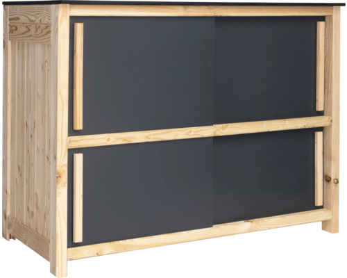 Gartenschrank Konsta Typ 603 120 x 58 x 92 cm Holz mit Schiebetüren anthrazit glatt Gartenschrank aus Holz mit Schiebetüren