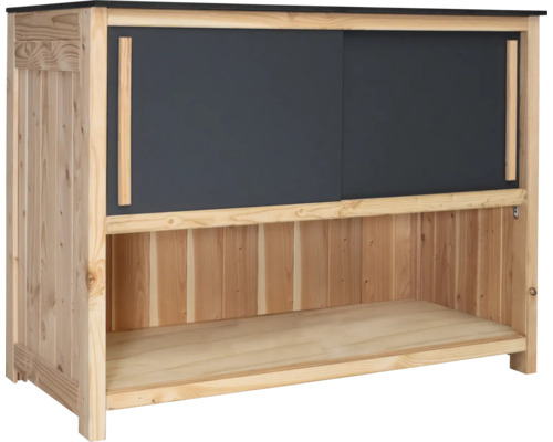 Gartenschrank Konsta Typ 603 120 x 58 x 92 cm Holz mit Schiebetüren oben anthrazit glatt Gartenschrank Konsta Typ 603 120 x 58 x 92 cm Holz mit Schiebetüren oben anthrazit glatt