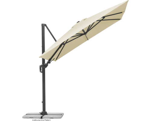 Freiarm-Sonnenschirm mit Ständer und beigem Schirm