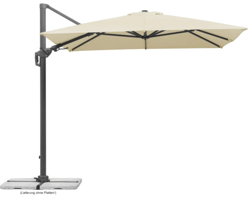 Sonnenschirm Ampelschirm Schneider Schirme Twist 350x260 cm natur Freiarm-Sonnenschirm mit rechteckigem Schirm und grauem Gestell