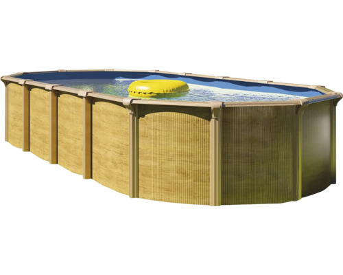 Aufstellpool Stahlwandpool-Set Green Line Evolution oval 635x390x132 cm inkl. Sandfilteranlage, Einbauskimmer, Bodenschutzvlies & Verrohrungsset braun blau