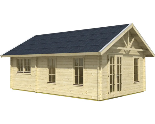 Holzgartenhaus mit Fenstern und Doppeltür