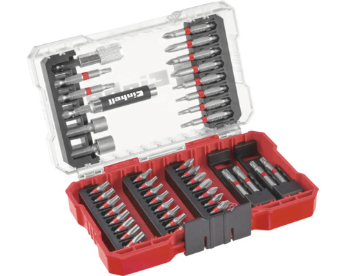 Einhell Logo. Geöffnetes Set mit verschiedenen Schrauberbits.