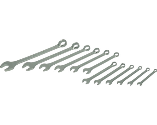Satz aus zehn Schraubenschlüsseln mit Ring- und Maulschlüssel