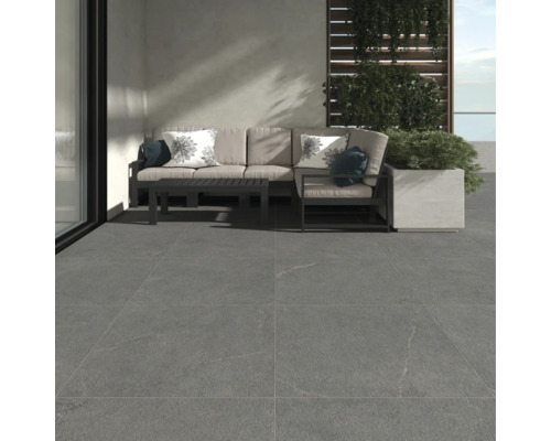 FLAIRSTONE Feinsteinzeug Terrassenplatte Canyon Grey rektifizierte Kante 90 cm x 90 cm x 2 cm