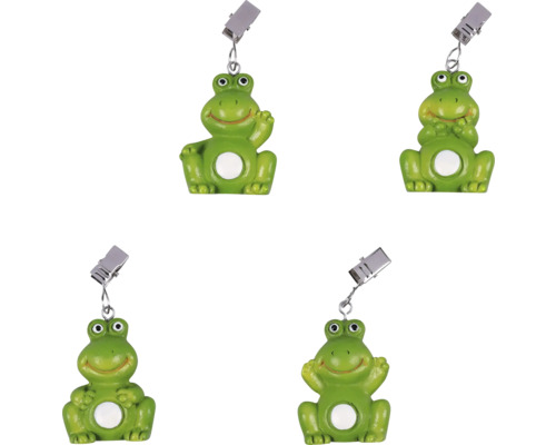 Dekorative Froschfiguren mit Klemmen für Notizen und Fotos, vier Stück