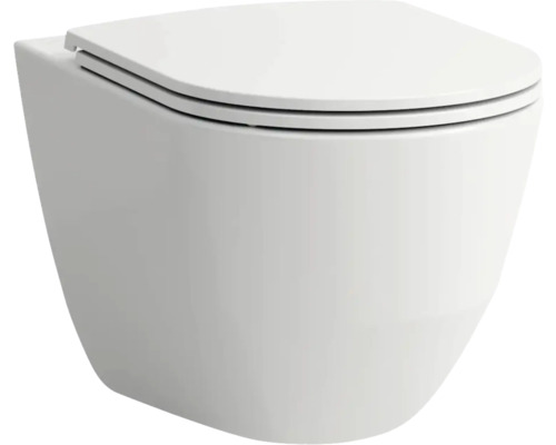Wandflachspülklosett Laufen Pro Senioren 2196.2 spülrandlos Abgang waagrecht weiß Wandhängendes WC mit WC-Sitz
