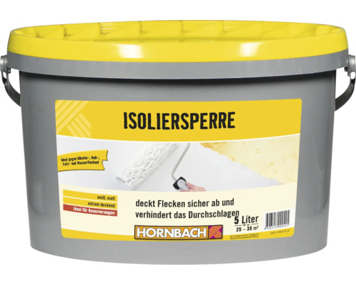 HORNBACH Isolierfarbe Isoliersperre Nikotinsperre weiß 5 L Isolierfarbe im Eimer, geeignet gegen Nikotin-, Ruß-, Fett- und Wasserflecken