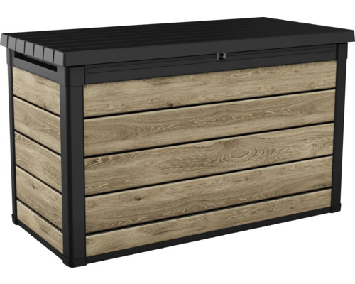 Aufbewahrungsbox, Kissenbox KETER Signature Ashwood 757 L Holzoptik anthrazit/braun Gartenbox aus Kunststoff mit Holzoptik