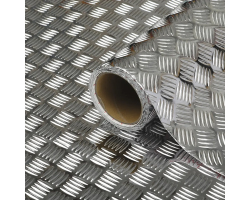 d-c-fix® Klebefolie Metallic Riffelblech hochglanz silber 67,5x150 cm Rolle selbstklebende Dekorfolie mit Riffelblechmuster