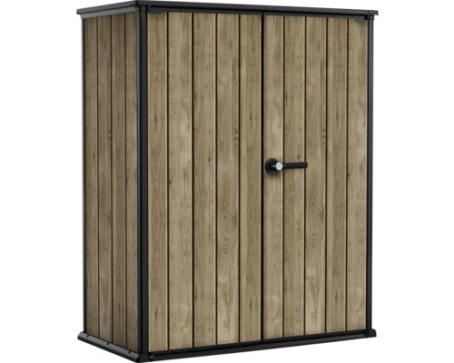 Gartenschrank Keter Signature Ashwood Alto inkl. 2 Regale und Halterungen 1400 L Holzoptik anthrazit/braun