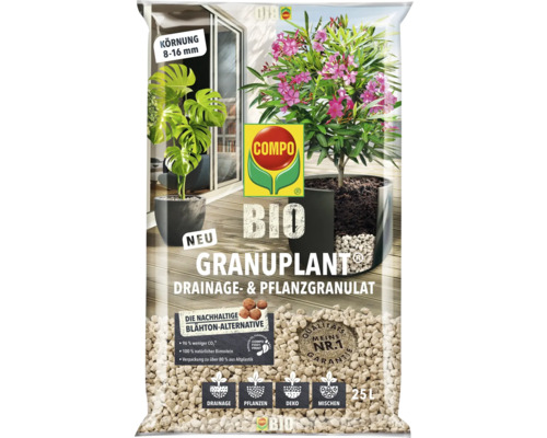 Compo Bio Granuplant Drainage- und Pflanzgranulat Sack mit Pflanzen