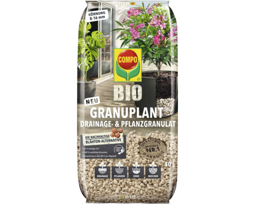 COMPO Bio Granuplant Drainage- und Pflanzgranulat, Körnung 8 bis 16 Millimeter, 40 Liter