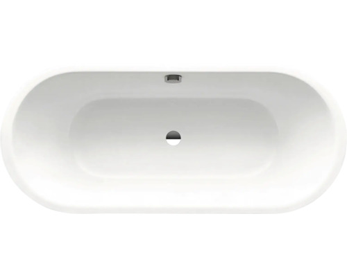 Aufnahme von oben einer Badewanne aus Sanitäracryl mit Ablaufgarnitur