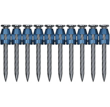 Magazinnägel für Befestigungsgeräte, Ansicht einer Reihe von Nägeln