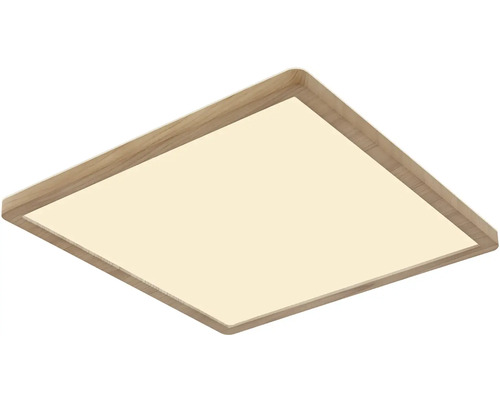 Quadratische LED Deckenleuchte mit Holzrahmen