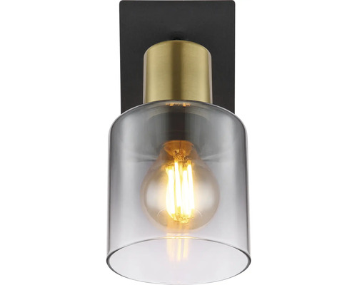 Wandleuchte mit Glasschirm und Metallelementen