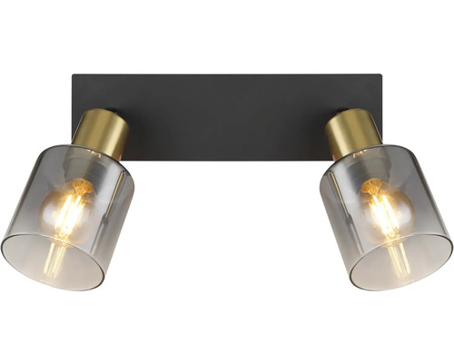 Deckenleuchte mit zwei Strahlern aus Glas und Metall