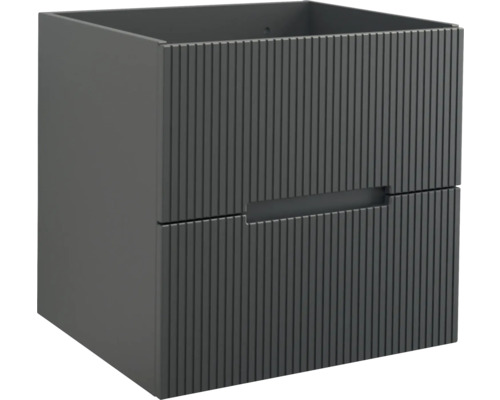 Waschbeckenunterschrank Jungborn Sedici 60x57x50 cm ohne Waschbecken schwarz matt Unterschrank mit zwei Schubladen für ein Waschbecken