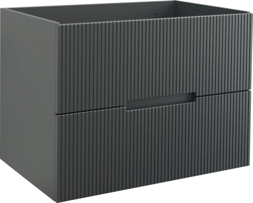 Waschbeckenunterschrank Jungborn Sedici 80x57x50 cm ohne Waschbecken schwarz matt Waschbeckenunterschrank mit geriffelter Front