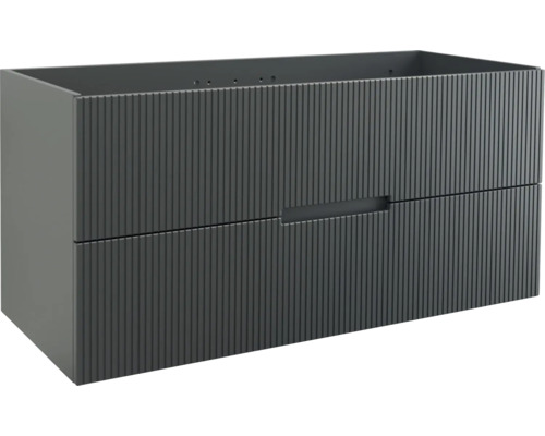 Waschbeckenunterschrank Jungborn Sedici 120x57x50 cm ohne Waschbecken schwarz matt Waschbeckenunterschrank mit zwei Schubladen und gerillter Oberfläche