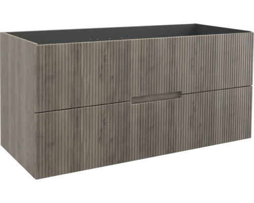 Waschbeckenunterschrank Jungborn Sedici 120x57x50 cm ohne Waschbecken nuss matt Waschtischunterschrank mit zwei Schubladen und Holzstruktur