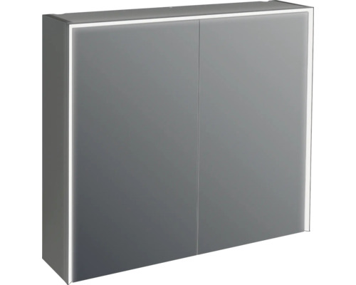 LED-Spiegelschrank Jungborn Quattro Sedici Nove 2-türig 80x20x70 cm schwarz matt Badezimmer Spiegelschrank mit Beleuchtung
