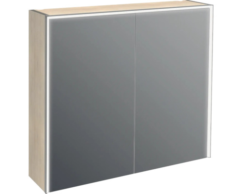 LED-Spiegelschrank Jungborn Quattro Sedici Nove 2-türig 80x20x70 cm tabacco Spiegelschrank mit zwei Türen und Beleuchtung