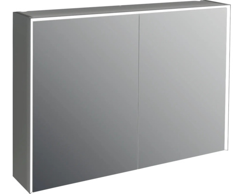 LED-Spiegelschrank Jungborn Quattro Sedici Nove 2-türig 100x20x70 cm schwarz matt Spiegelschrank mit Beleuchtung und zwei Türen