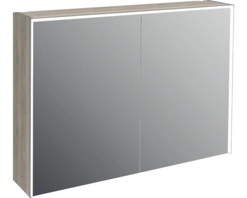 LED-Spiegelschrank Jungborn Quattro Sedici Nove 2-türig 100x20x70 cm nussbaum Spiegelschrank mit zwei Türen und integrierter Beleuchtung