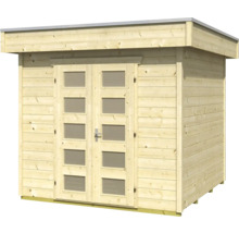Holzgartenhaus mit Doppeltür und Fenstern
