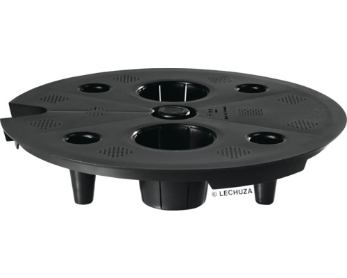 Schwarzer Kräutertopfaufsatz mit mehreren Pflanzlöchern.