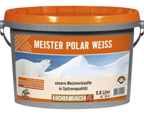 HORNBACH Wandfarbe Meister Polarweiß 2,5 L Eimer Meister Polar Weiss Innenfarbe mit 2,5 Liter Inhalt