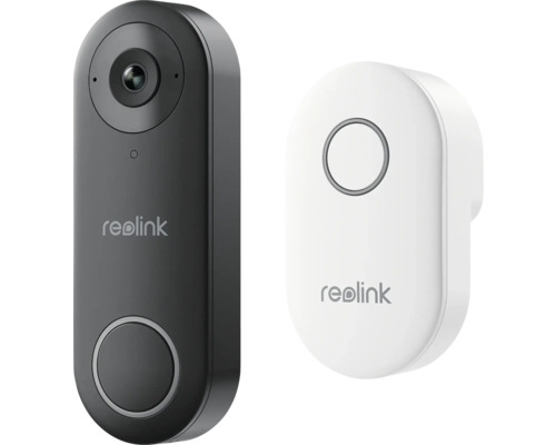 Reolink Logo, Türklingel mit Kamera und Klingel