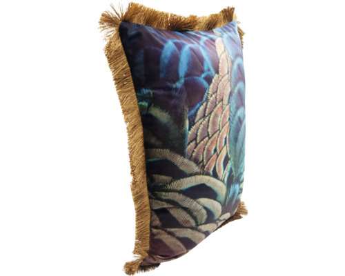 Dekokissen mit Federdesign und Fransen