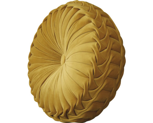 Rundes Zierkissen mit gerafftem Stoff