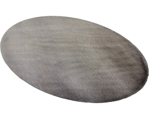 Grauer, ovaler Teppich